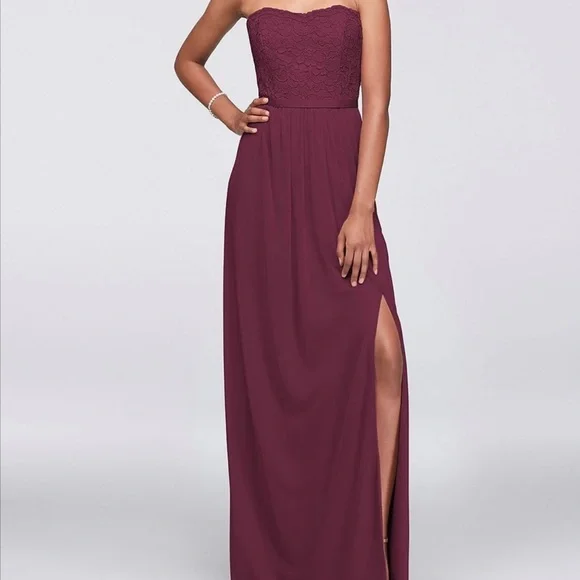 david's bridal strapless bridesmaid dress Satin Bridesmaid Dresses for Every Wedding Style